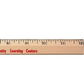 12" Clear Lacquer Finish Beveled Wood Ruler w/ English Scale